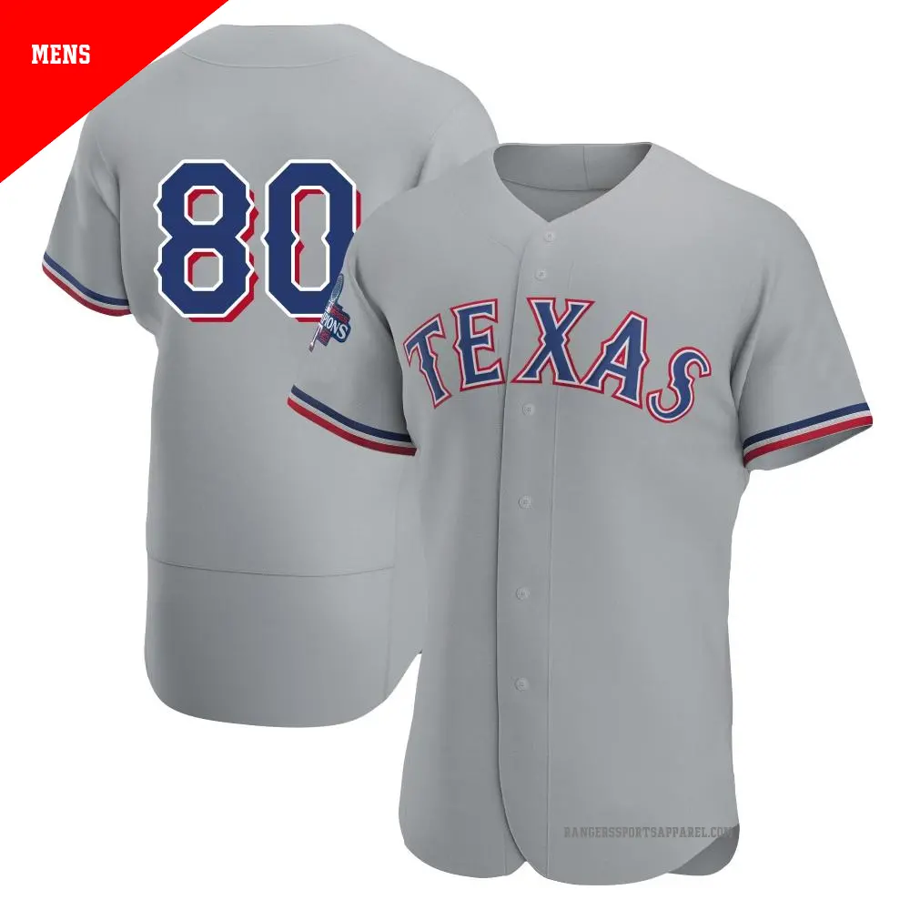 Men's ＃80 Kumar Rocker Texas Rangers Gray Authentic Road 2023 World Series Champions Jersey