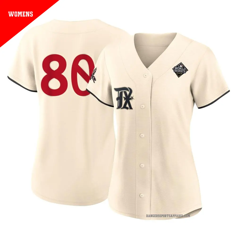 Women's ＃80 Kumar Rocker Texas Rangers Cream Replica 2023 City Connect 2023 World Series Jersey